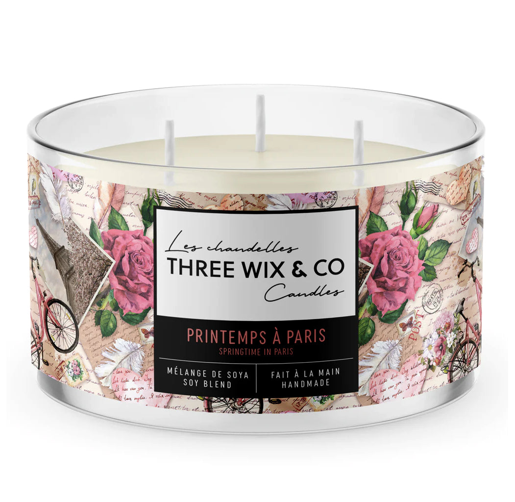 Chandelle de soja - Printemps à Paris - Three Wix & Co